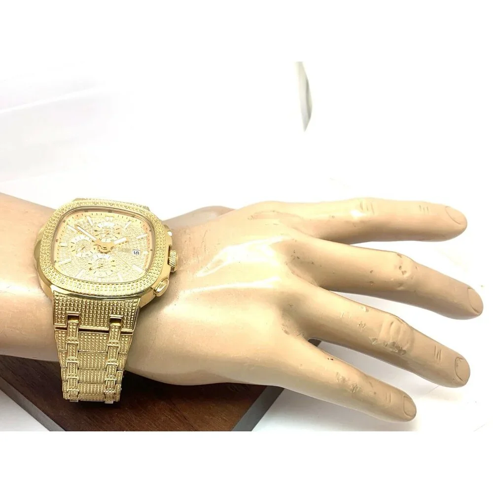 JBW Men's Watch J6380A Heist Diamond 0.20CTW Gold Tone Steel Quartz 45mm